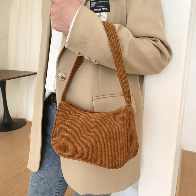 Retro Underarm Bag Women's Half Moon Shoulder Bag Fashion Solid Color