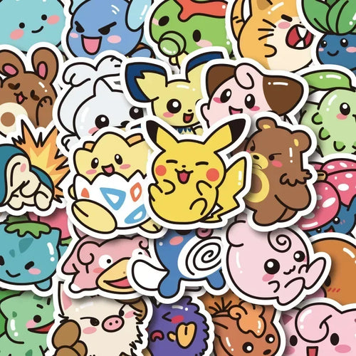 50PCS Kawaii Anime Pokemon Stickers Pikachu Decals DIY for Laptop
