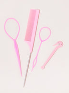 4-piece set, hair ring tool, rubber band cutter, mouse tail comb, hair