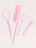 4-piece set, hair ring tool, rubber band cutter, mouse tail comb, hair