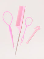 4-piece set, hair ring tool, rubber band cutter, mouse tail comb, hair