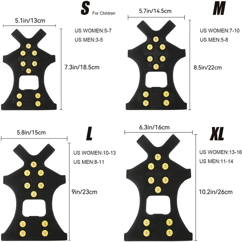 2pcs 10 Steel Studs Crampons Snow Grips Cleats for Ice and Snow
