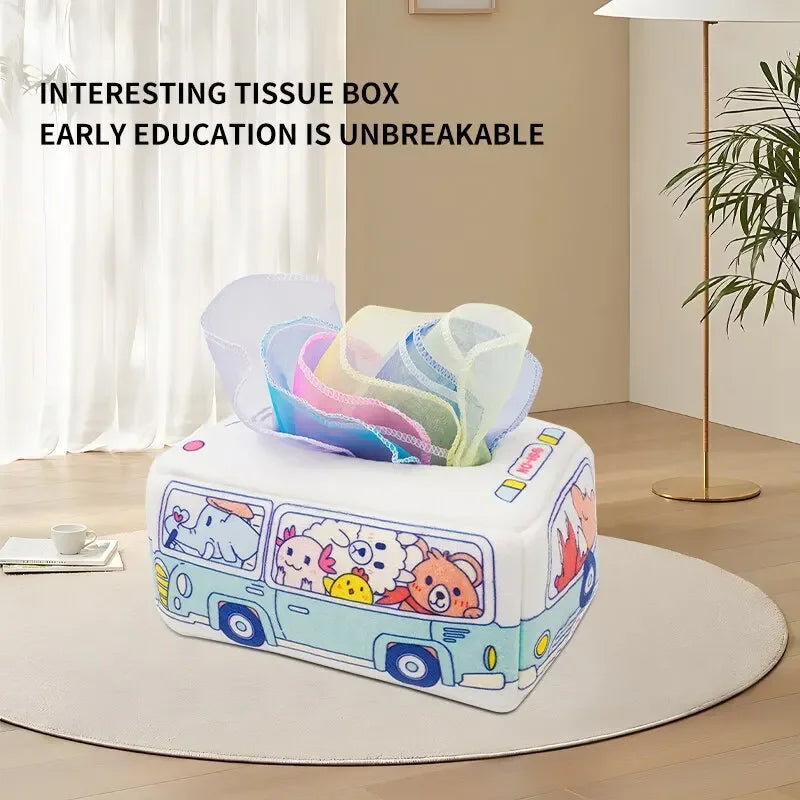 Baby Tissue Box Montessori Educational Toys Colorful Soft Sensory Toy