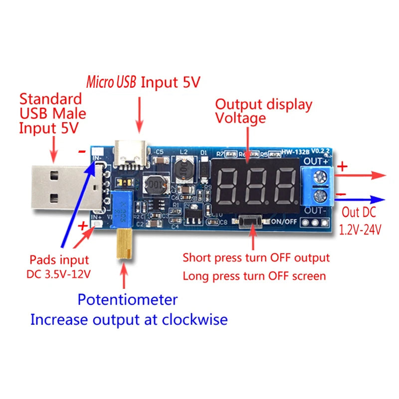 Boost Buck Converter micro USB Step UP / Down Power Supply Module
