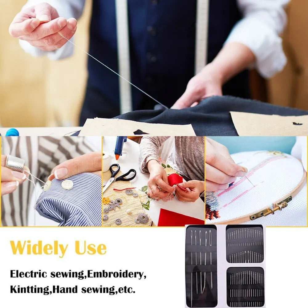 55 Pieces Stainless Steel Big Eye Hand Sewing Needles Set with