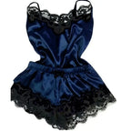 Summer Lace Silk Pajama Set for Women Sleepwear Sexy Lingerie Cami Top