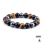 Natural Black Obsidian Hematite Tiger Eye Beads Bracelets Men for