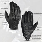 Vintage Black Leather Motorcycle Gloves Summer Men Motorbike Racing