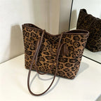Retro Leopard Print Tote Bag Large Capacity Casual Versatile Commuter