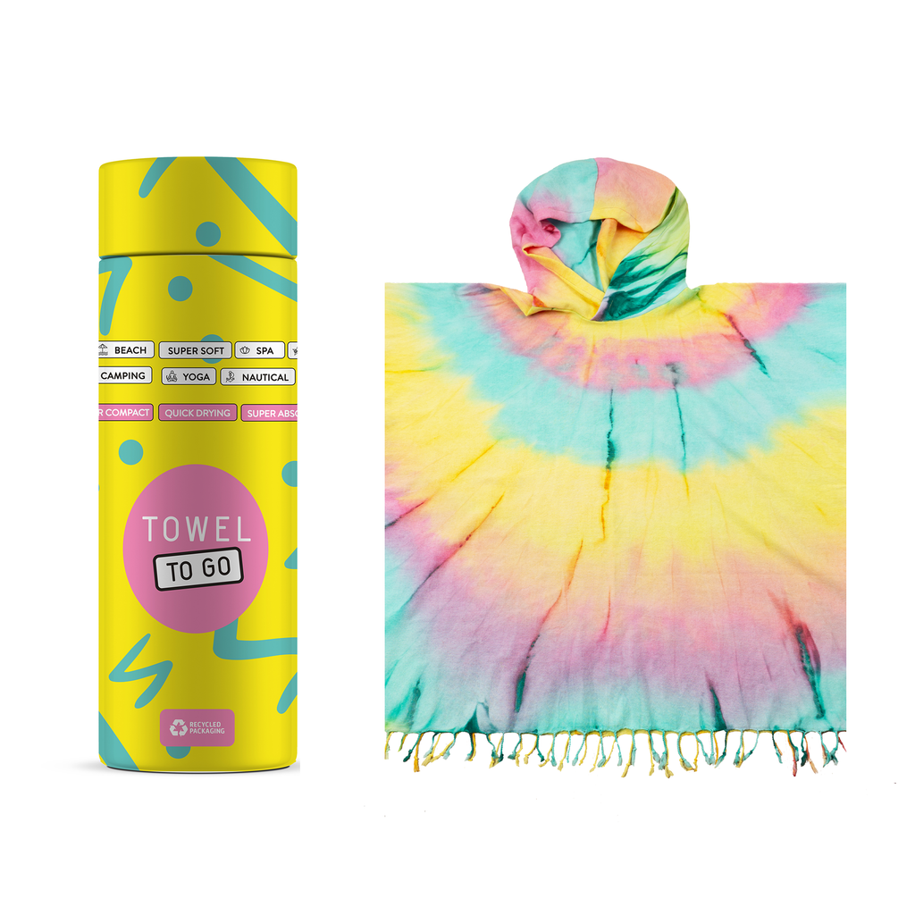 Women's Changing Poncho Tie-Dye Lemon & Mint – Hand-Dyed Cotton Robe