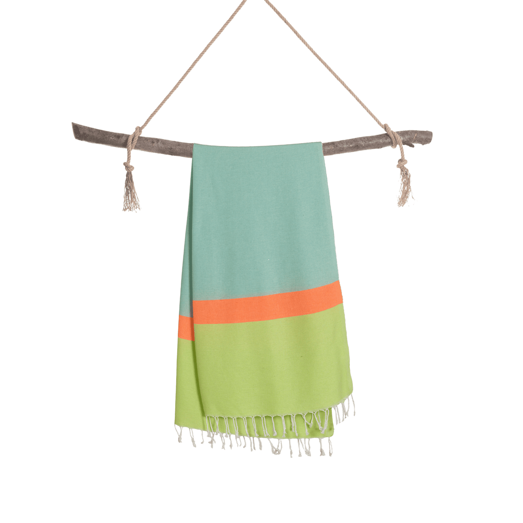 2-in-1 Hammam Towel Bag Neon Mint & Lime – Recycled Cotton