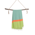 2-in-1 Hammam Towel Bag Neon Mint & Lime – Recycled Cotton
