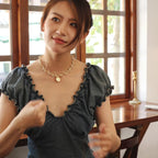 Roselle Wave Medallion Necklace
