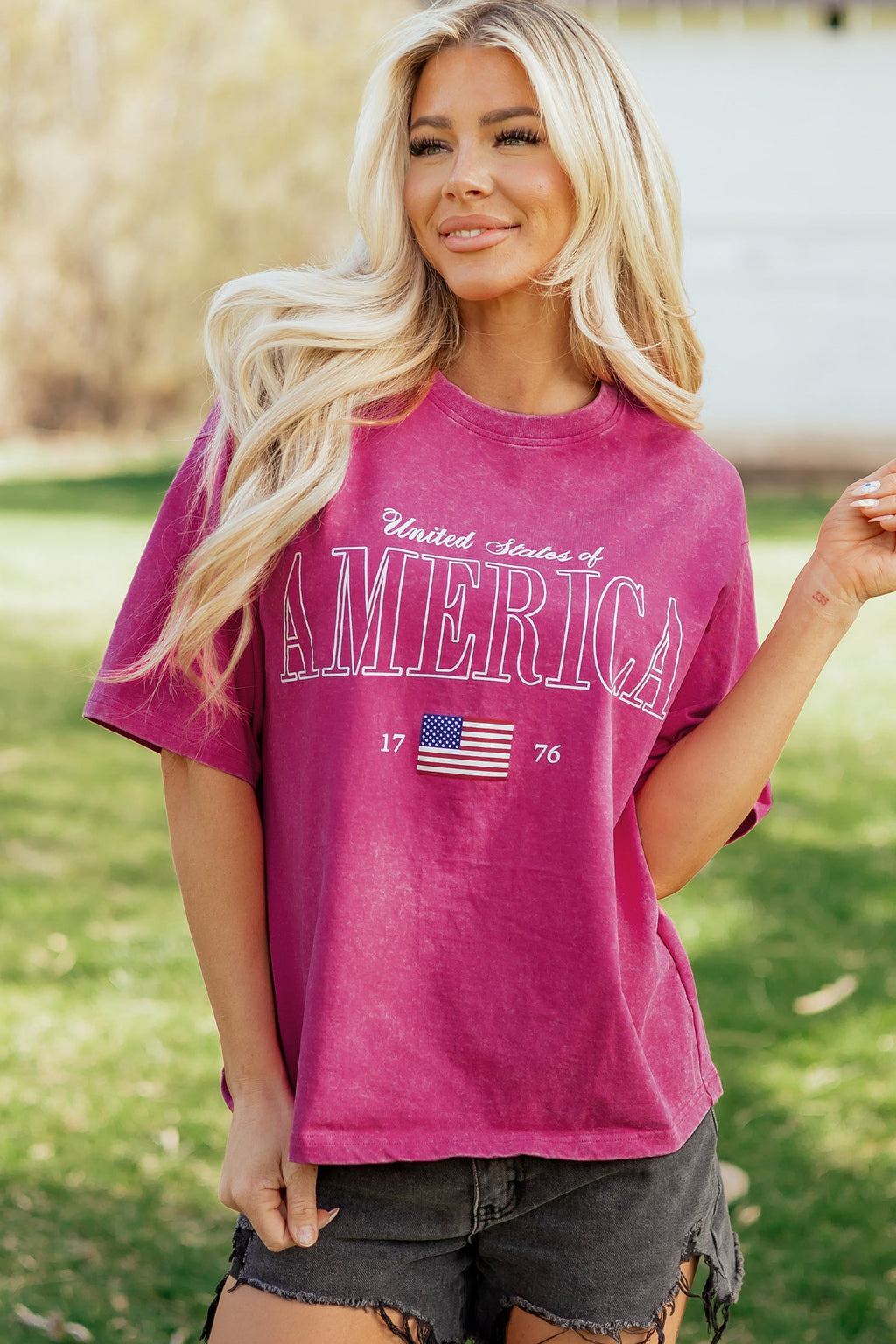 AMERICA 1776 Flag Mineral Wash Graphic Tee