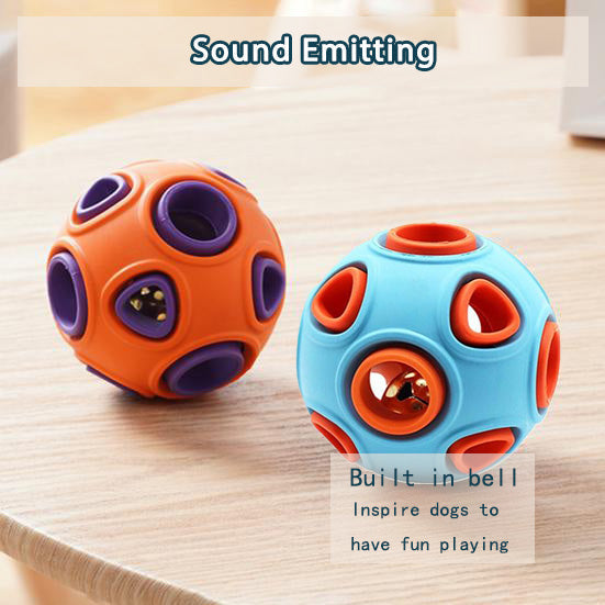 Dog Rubber Ball With Bell Sound, 2-Pack, Interactive Pet Chew Toy For