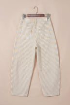 Stripe Denim High Waist Barrel Leg Jeans