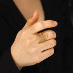 Bague acier inoxydable doré Cube de Metatron 💫