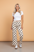 Polka Dot Wide Leg Ankle Length Jeans