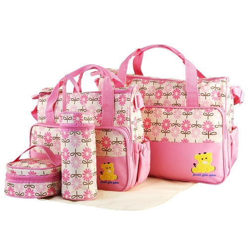 5PCS Per Set Baby Nappy Diaper Bags Set Mummy Diaper Shoulder Bags
