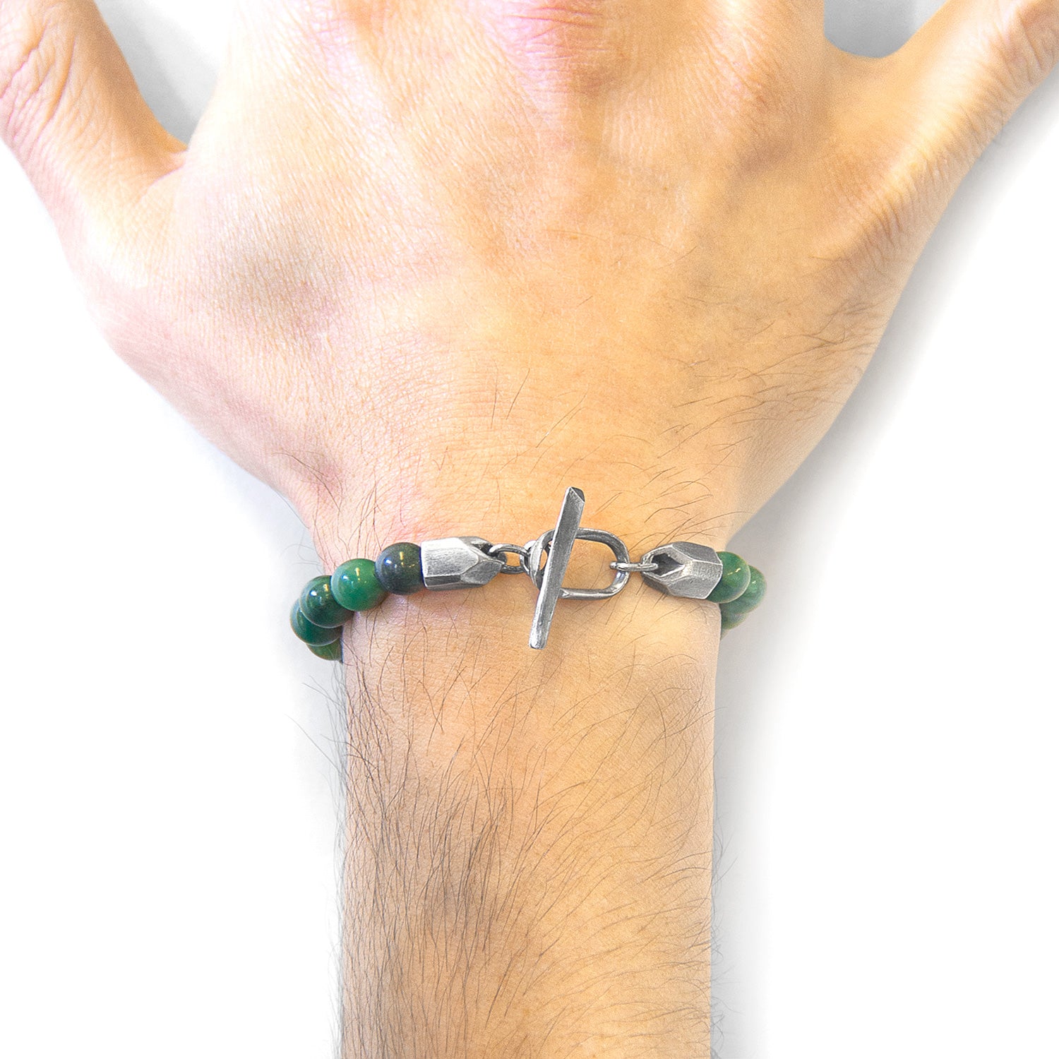 Green Jade Tinago Silver and Stone Beaded Bracelet