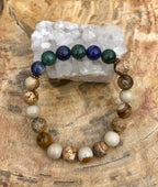 Malachite Chrysocolla & Picture Jasper Stretch Bracelet! Natural Gems!