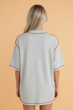 Reversible Contrast Stitching Mock Neck T-Shirt