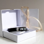 Black Leather & Haematite Band Bracelet Large