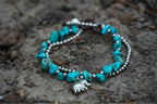 Boho Elephant Silver Stone Bracelets
