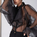 Transparent White Bodysuit-Black