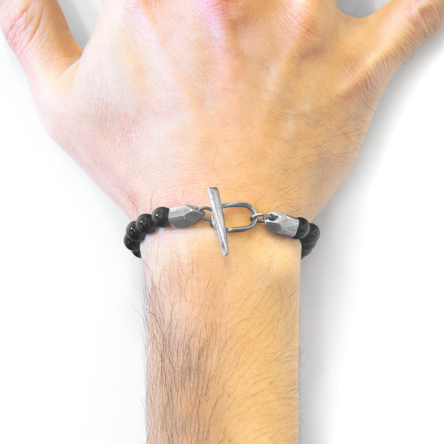 Black Onyx Tinago Silver and Stone Beaded Bracelet