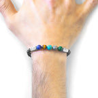 Multicoloured Multi-Gem Hukou Silver and Stone Bracelet