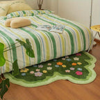 Cute Green Moss Bathroom Runner Rug Long Rectangular Boho Aesthetic