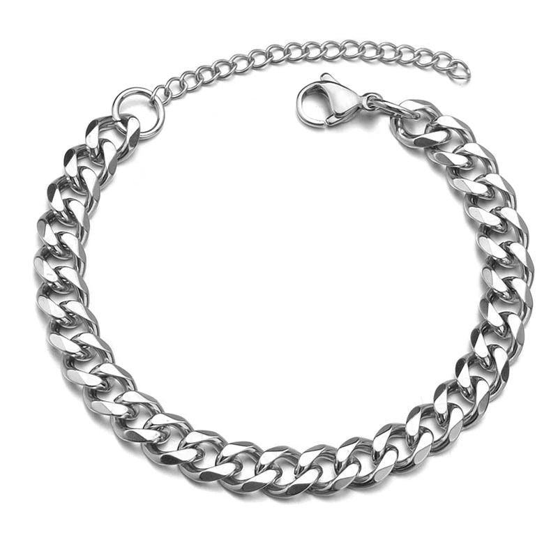 Trendy Cuban Chain Men Bracelet Classic Stainless Steel 7mm Width
