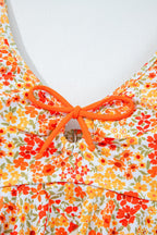 Floral Ruffle Trim Keyhole One-Piece Swimsuit