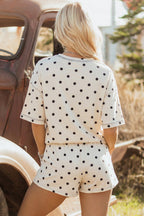 Polka Dot Loose Tee & Drawstring Shorts Set