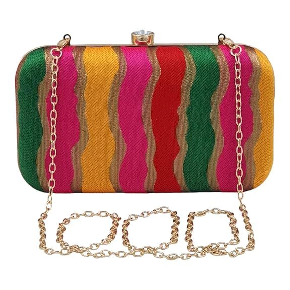 Clutch Purses for Women Lock With Sling-Multicolor