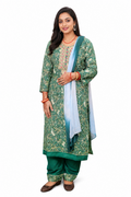 Women's Green Printed Kurta, Salwar & Dupatta Set