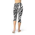 Womens Zebra Stripes Capri Leggings