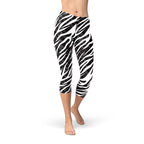 Womens Zebra Stripes Capri Leggings